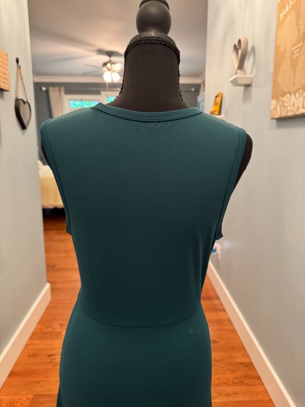 Halara Cut Out Ruched Drawstring Bodycon Maxi Dress Green Size M - Picture 8 of 13